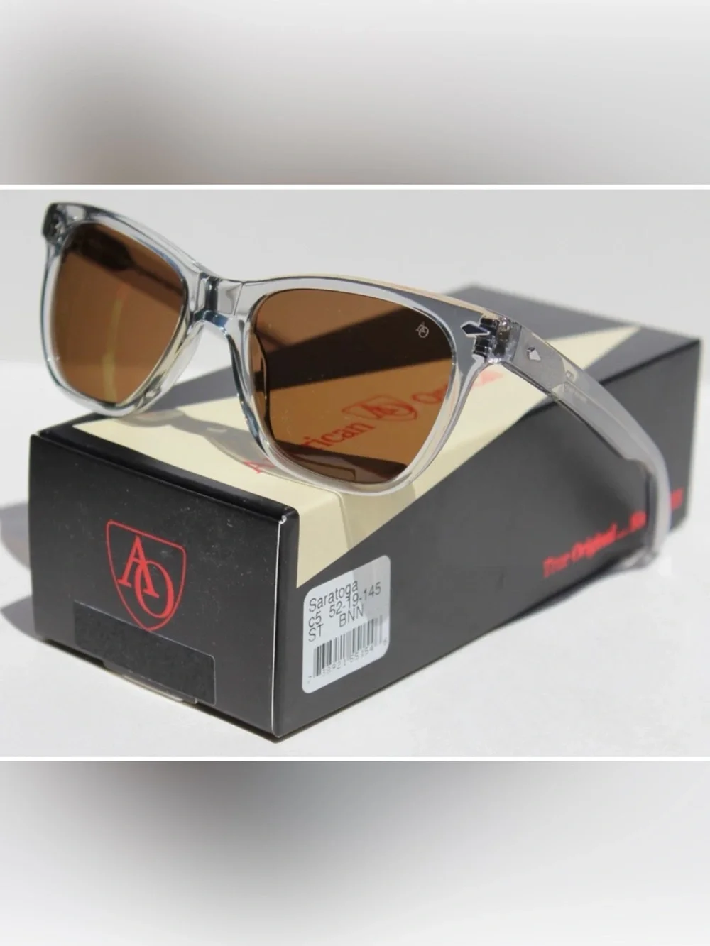 NWT American Optical “Saratoga” Gray Crystal Brown Lenses 52mm= “JFK Sunglasses”